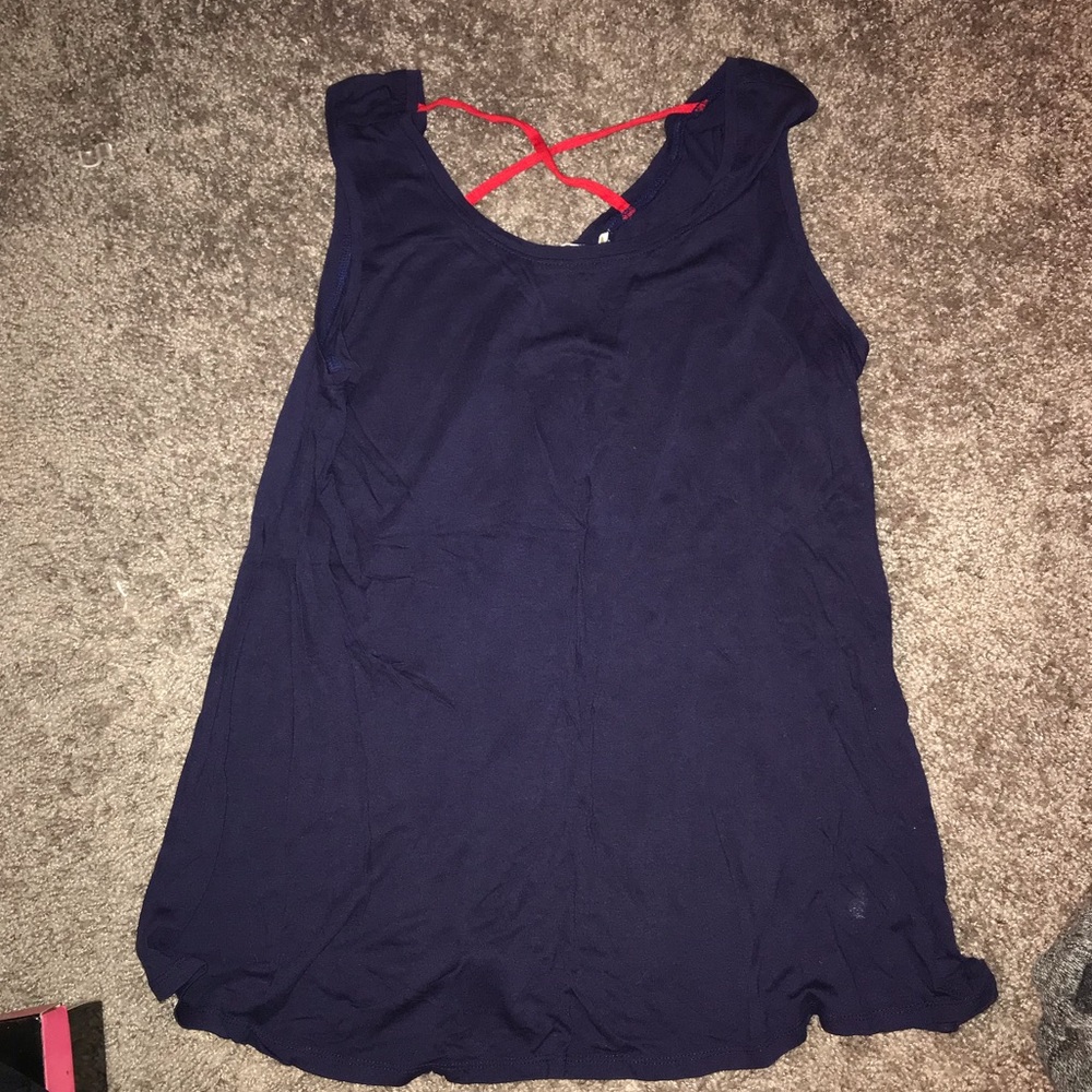Purple tank top with cross in back